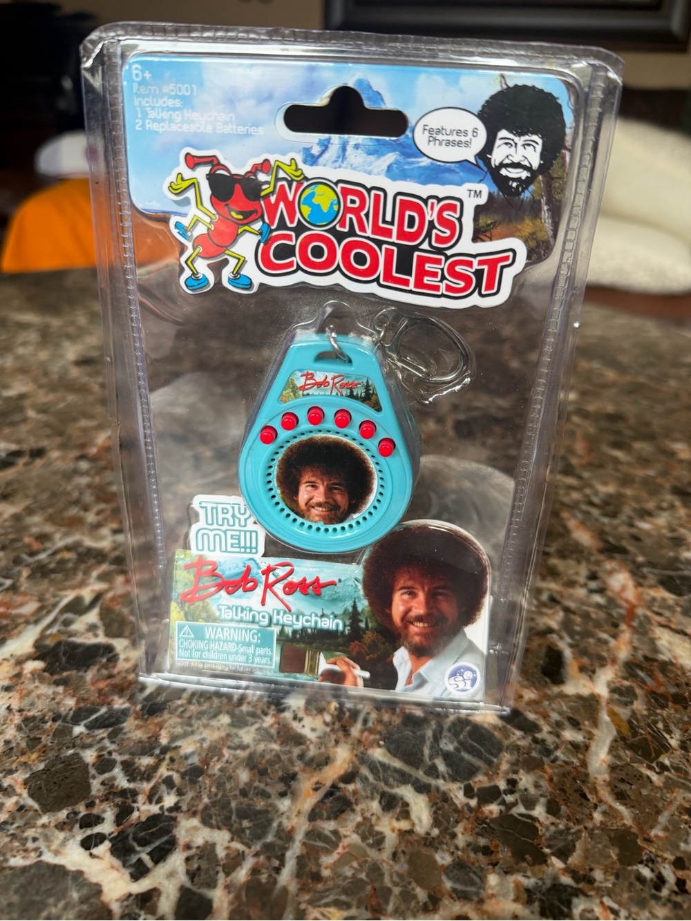 Bob Ross Teal Talking Keychain – World's Coolest